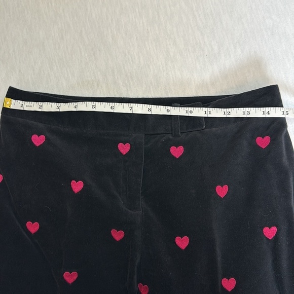 LILLY PULITZER Black Embroidered Hearts Stretch Velveteen Pants Women’s Size 6 - Picture 7 of 14
